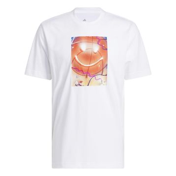 Adidas JV8433 Beyaz Basketball Is Happiness Grafik Basklı Erkek T-Shirt