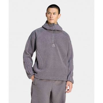 Adidas KR5186-001 Gri Borg Fleece Teamgeist 1/4 Zip Hoodie Erkek Sweatshirt