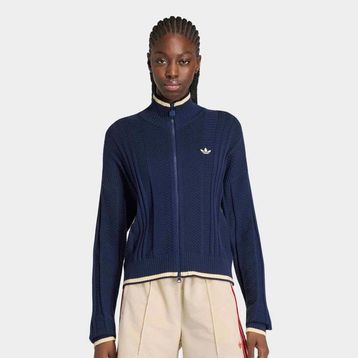 Adidas KT1864 Cable Knit Firebird Kadın Mavi Ceket