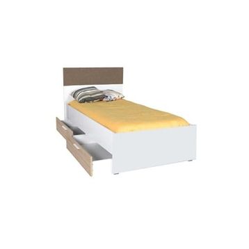 Adore Base İtalyan Meşe-Mat Beyaz 110x105x204 GxYxD Tek Kişilik 2 Çekmeceli Karyola