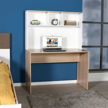 Adore Base Meşe Beyaz Raflı Çalışma Masası