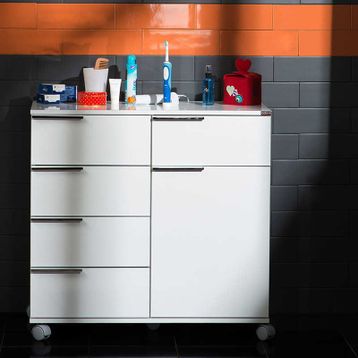 Adore Diamond MDL-05-BY-1-2 Lake Beyaz 5 Çekmeceli Banyo Dolabı