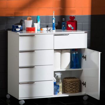 Adore Diamond MDL-05-BY-1-2 Lake Beyaz 5 Çekmeceli Banyo Dolabı
