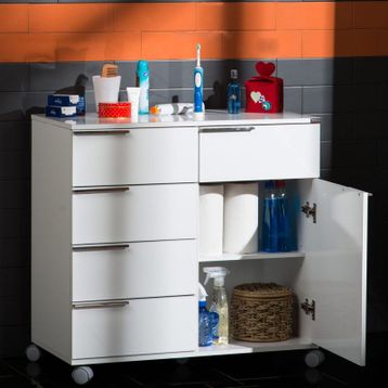 Adore Diamond MDL-05-BY-1-2 Lake Beyaz 5 Çekmeceli Banyo Dolabı