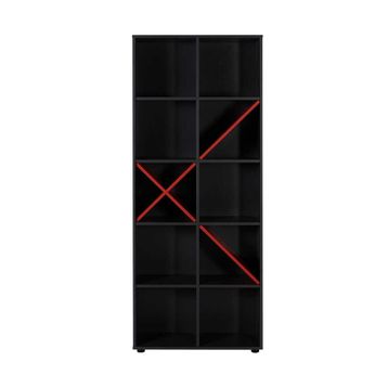 Adore Gaming Antrasit Kırmızı 75x188x30 cm 10 Raflı Kitaplık