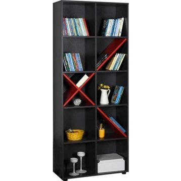 Adore Gaming Antrasit Kırmızı 75x188x30 cm 10 Raflı Kitaplık
