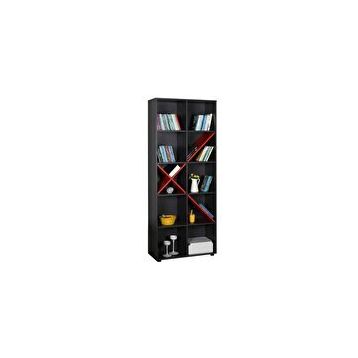 Adore Gaming Antrasit Kırmızı 75x188x30 cm 10 Raflı Kitaplık