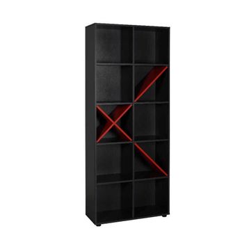 Adore KTP-910-SK-1 Antrasit-Kırmızı 10 Raflı Dekoratif Kitaplık