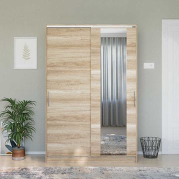 Adore Mobilya 120x182x52 cm Açık Ceviz Sürgülü Aynalı Gardırop