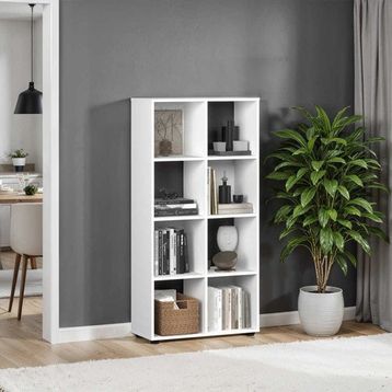 Adore Mobilya Cubic 70x140.5x30 cm Beyaz Kitaplık