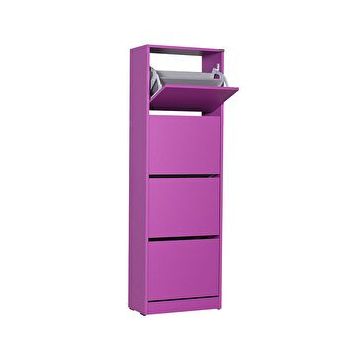 Adore Mobilya Flat Duo 4 Katlı Mor Ayakkabılık Dolabı