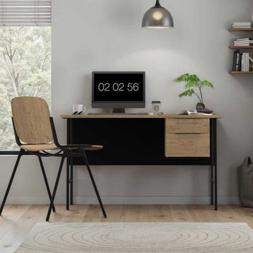 Adore Mobilya Focus Florida Meşe Siyah 130x75x60 cm Çalışma Masası