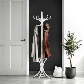 Adore Mobilya Handy Mate Dorya Beyaz 51x185x51 cm 12'li Ahşap Askılık