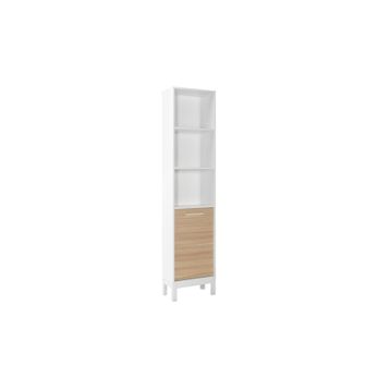 Adore Mobilya London 45x202x26 cm Meşe Beyaz 5 Raflı Kapaklı Kitaplık