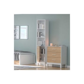 Adore Mobilya London 45x202x26 cm Meşe Beyaz 5 Raflı Kapaklı Kitaplık