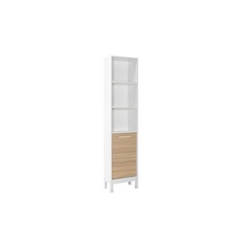 Adore Mobilya London 45x202x26 cm Meşe Beyaz 5 Raflı Kapaklı Kitaplık