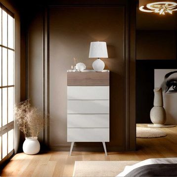 Adore Mobilya Milano Vizon Zebra 60x121x44 cm 5 Çekmeceli Şifonyer