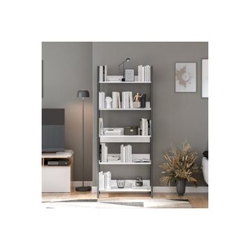 Adore Mobilya Profile Diamond Beyaz Siyah 73x172x35 cm 5 Raflı Kitaplık