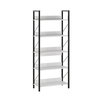 Adore Mobilya Profile Diamond Beyaz Siyah 73x172x35 cm 5 Raflı Kitaplık