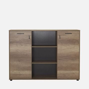 Adore Newyork Kahve 76x75x34 cm 2 Raflı Kilitli Kapaklı Kitaplık