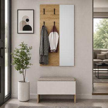 Adore Porto 4 Askılı Panosu Florida Meşe Aynalı Vestiyer