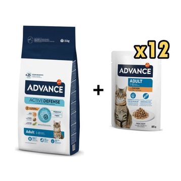 Advance Tavuklu Yetişkin 15 kg Kedi Mama+Advance Tavuklu Yetişkin Kedi Pouch 12x85 gr Yaş Mama