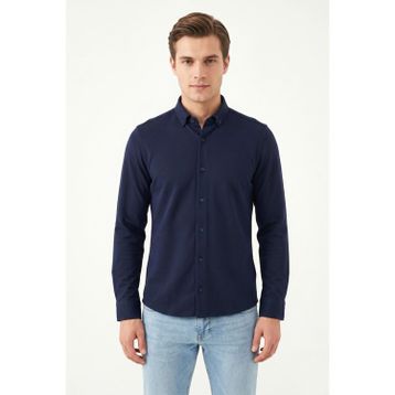 Advante BGL-ST05482 Erkek Spor Slim Fit Uzun Kol Petek Dokulu Gömlek