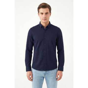 Advante BGL-ST05482 Erkek Spor Slim Fit Uzun Kol Petek Dokulu Gömlek