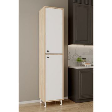 Aeka AE-2027 Lina 2 Kapaklı Raflı Dar Yüksek Boy Banyo Çok Bölmeli 40x180 cm Çok Amaçlı Dolap