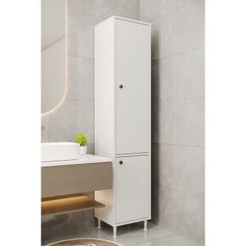 Aeka AE-2028 Soft 2 Kapaklı Çok Amaçlı Dolap 40x180 cm Raflı Dar Yüksek Boy Banyo Çok Bölmeli Depolama Dolabı