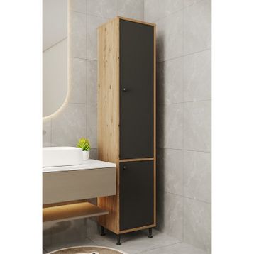 Aeka AE-2028 Soft 2 Kapaklı Çok Amaçlı Dolap 40x180 cm Raflı Dar Yüksek Boy Banyo Çok Bölmeli Depolama Dolabı