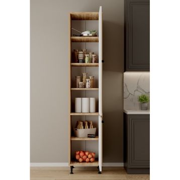 Aeka AE-2028 Soft 2 Kapaklı Raflı Dar Yüksek Boy Banyo Çok Bölmeli 40x180 cm Beyaz Çok Amaçlı Dolap