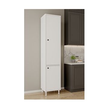 Aeka AE-2028 Soft 2 Kapaklı Raflı Dar Yüksek Boy Banyo Çok Bölmeli 40x180 cm Beyaz Çok Amaçlı Dolap