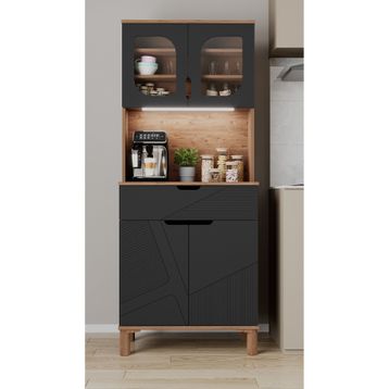 Aeka AE-9001 Barista Atlantik Çam/Antrasit 79.6 x 40 x 195.8 cm Çok Amaçlı Kahve Köşesi Mutfak Kiler Dolabı