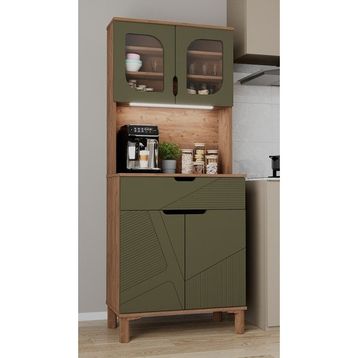 Aeka AE-9001 Barista Atlantik Çam/Yeşil 79.6 x 40 x 195.8 cm Çok Amaçlı Kahve Köşesi Mutfak Kiler Dolabı