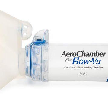 AEROCHAMBER PLUS FLOW VU Anti Static Valved Holding Mavi Yetişkin Büyük Maske Chamber