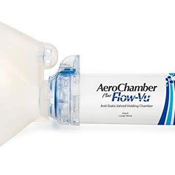 AEROCHAMBER PLUS FLOW VU Anti Static Valved Holding Mavi Yetişkin Büyük Maske Chamber