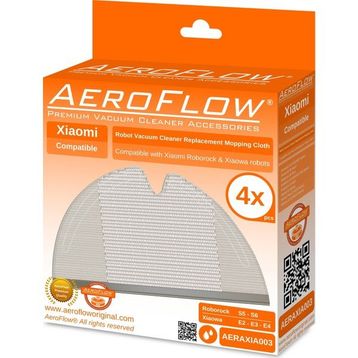 AeroFlow Orijinal Xiaomi Mi Robot Vacuum Mop Uyumlu - Akıllı Robot Süpürge 4'lü Mop Fiber Bezi