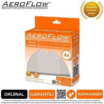 AeroFlow Orijinal Xiaomi Mi Robot Vacuum Mop Uyumlu - Akıllı Robot Süpürge 4'lü Mop Fiber Bezi