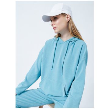 Aeropostale Y-BRUSH Kapüşonlu Uzun Kollu Mavi Kadın Sweatshirt