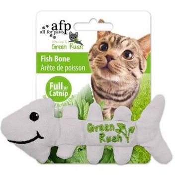 AFP Green Rush Kedi Otlu Balık Kılçığı Peluş Kedi Oyuncağı