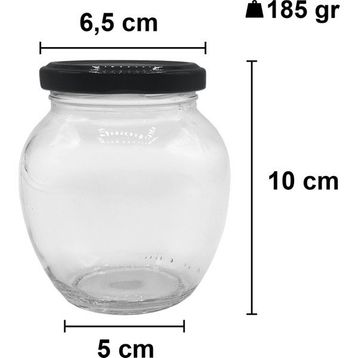 Afracam 370 ml Metal Siyah Kapaklı Şeffaf Yumurta 10 Adet Cam Kavanoz