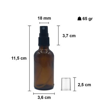 Afracam Amber Kapaklı Beyaz Cam Şişe 50 ml Sprey Fısfıs Dezenfektan Kolonya