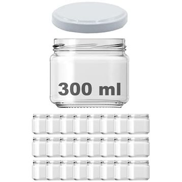 Afracam Metal Beyaz Kapaklı Şeffaf Cam 24x300 ml Kavanoz