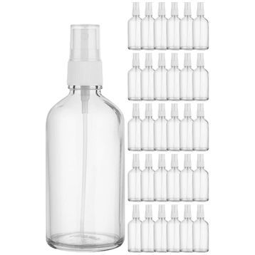 Afracam Şeffaf Kapaklı Beyaz Cam Şişe 30x50 ml Sprey Fısfıs Dezenfektan Kolonya