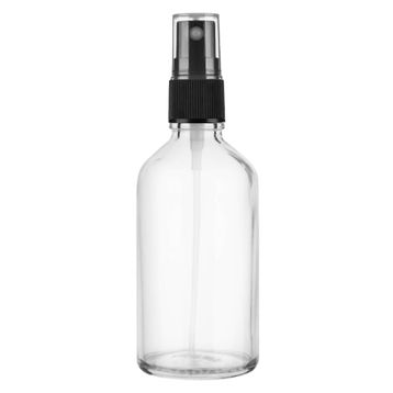 Afracam Şeffaf Kapaklı Siyah 50 ml Sprey Fısfıs Dezenfektan Kolonya Cam Şişe