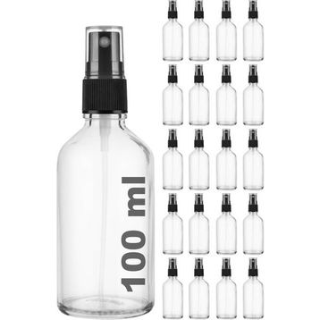 Afracam Şeffaf Kapaklı Siyah Cam Şişe 20x100 ml Sprey Fısfıs Dezenfektan Kolonya