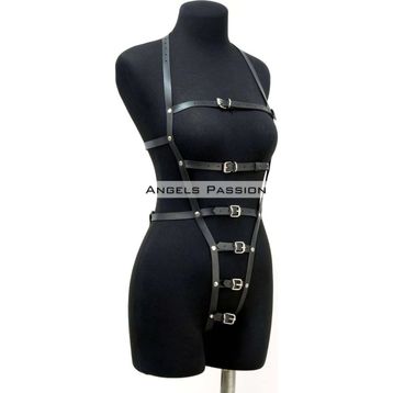 Ağ Bölgesi Açık Deri Body Harness Deri Fantezi Giyim