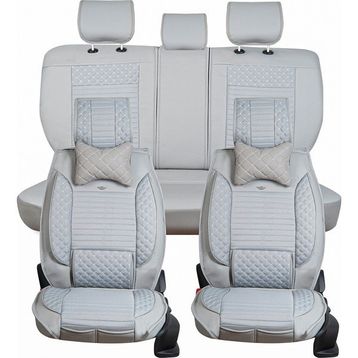 AG Store bmw 5 Serisi 518 Uyumlu Yarı Deri Oto Koltuk Kılıfı Tam Takım 5li Set (Elite Seri) Gri