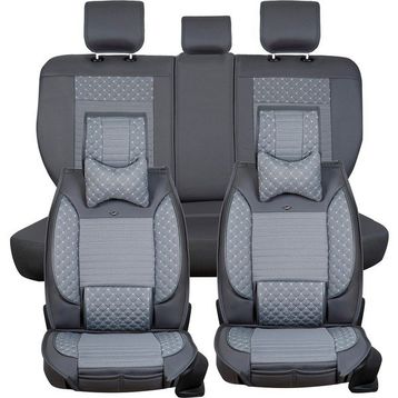 AG Store bmw 5 Serisi 523 Uyumlu Yarı Deri Oto Koltuk Kılıfı Tam Takım 5li Set (Elite Seri) Füme